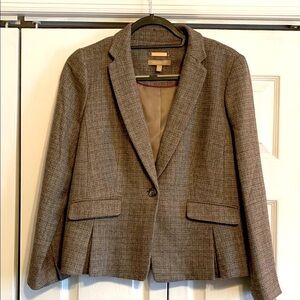 Talbots Brown and Tan Structured Blazer with Notched Lapels